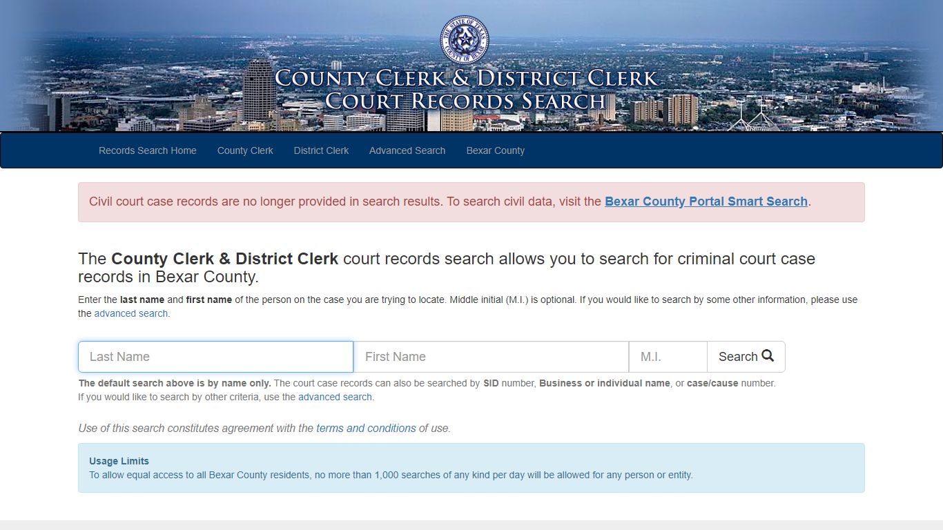 Court Records Search - Bexar County, Texas