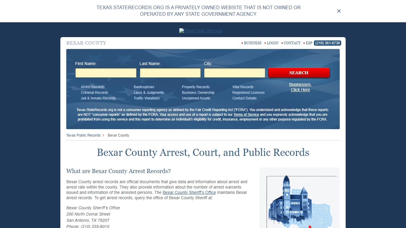 Bexar County Arrest, Court, and Public Records